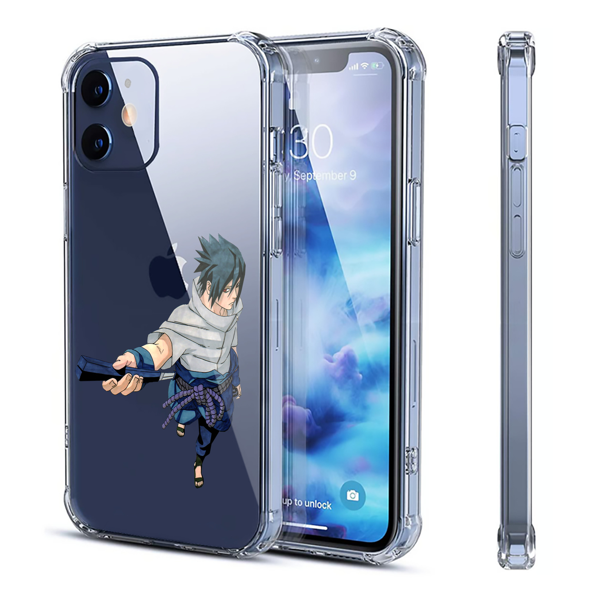 （画像用） NARUTO -ナルト- うちは サスケ Uchiha Sasuke 【iPhone 12シリーズ対応】透明スマホケース（クリアソフトケース）